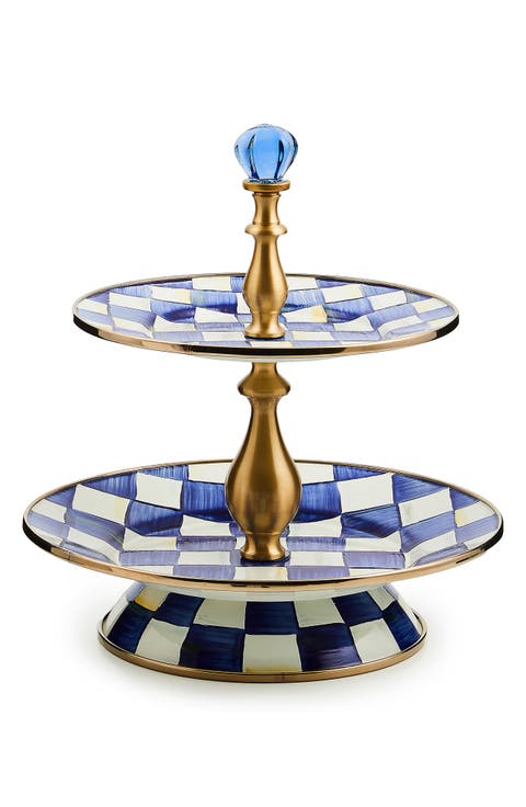 Royal Check Enameled Steel 2-Tier Sweet Stand