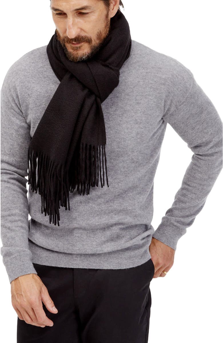 Italic Cleo Cashmere Scarf, Alternate, color, Black