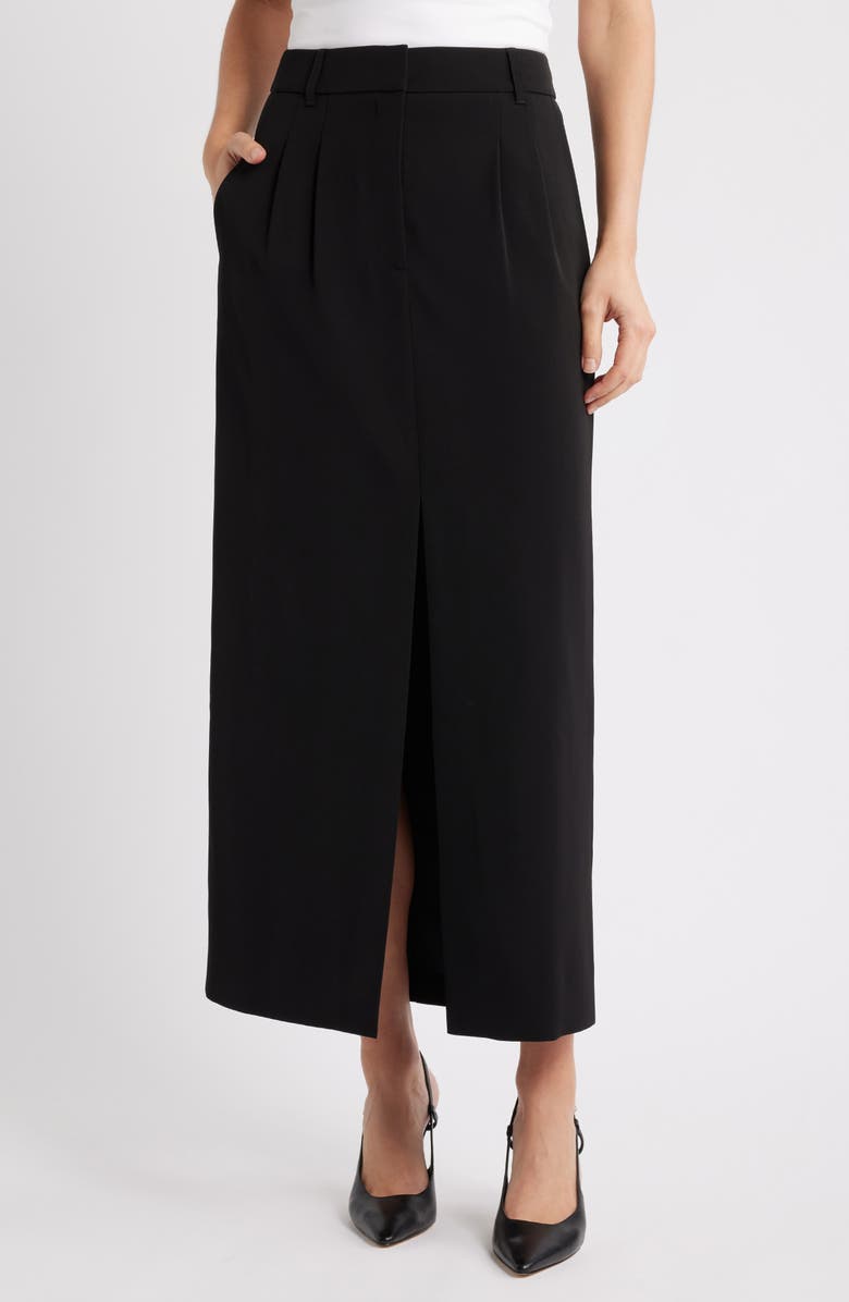 French Connection Harry Suiting Slit Maxi Skirt, Main, color, Black