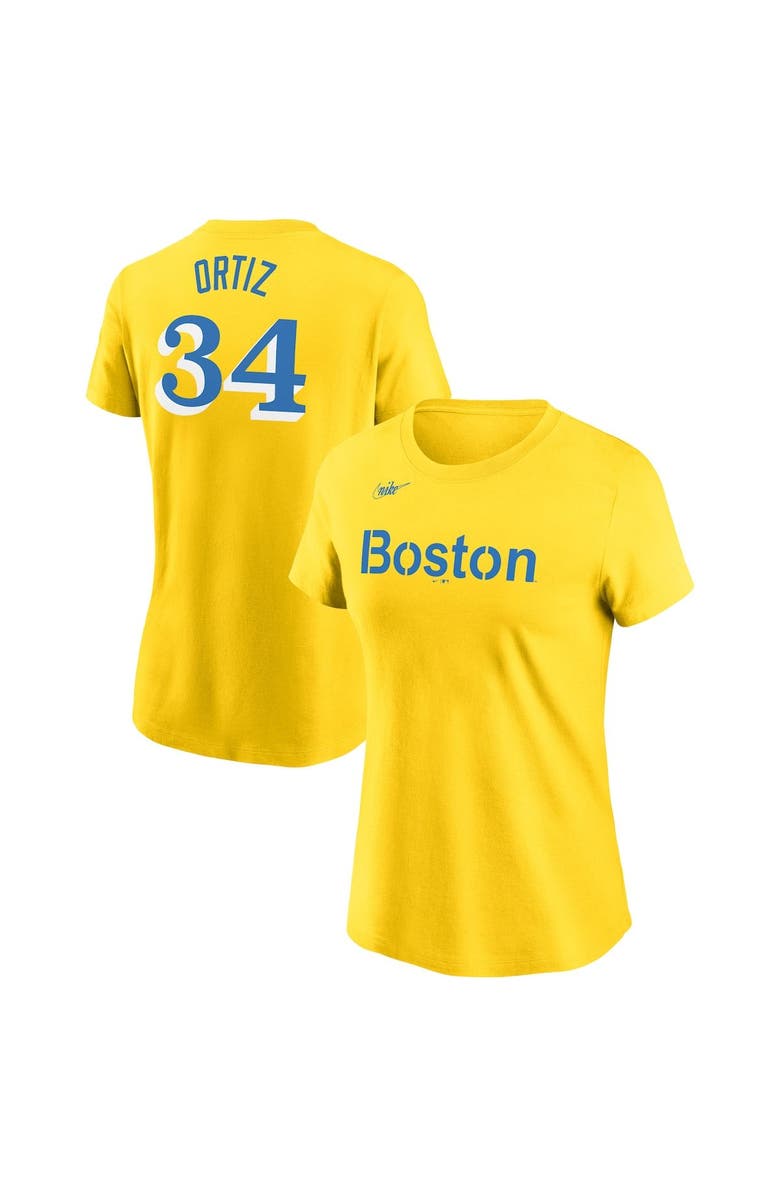 Nike Women's Nike David Ortiz Gold Boston Red Sox City Connect Name & Number T-Shirt, Alternate, color, 
