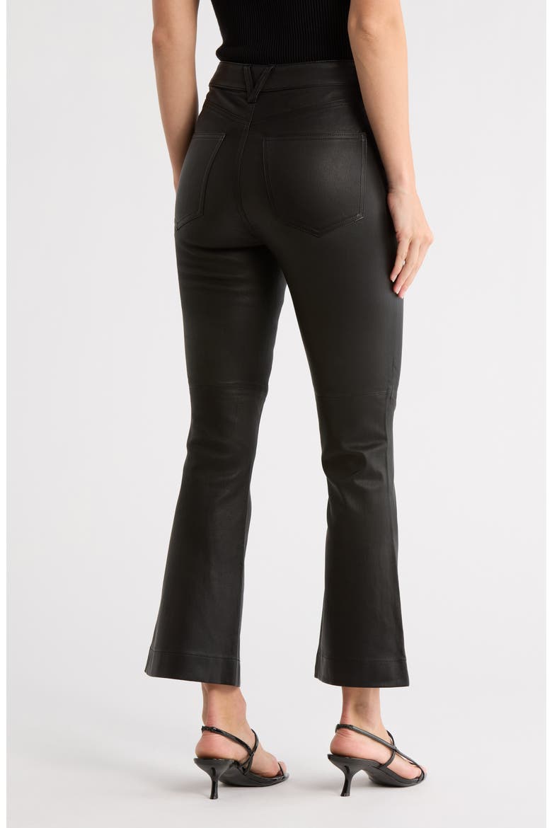 Carson High Waist Ankle Flare Leather Pants, Alternate, color, BLACK