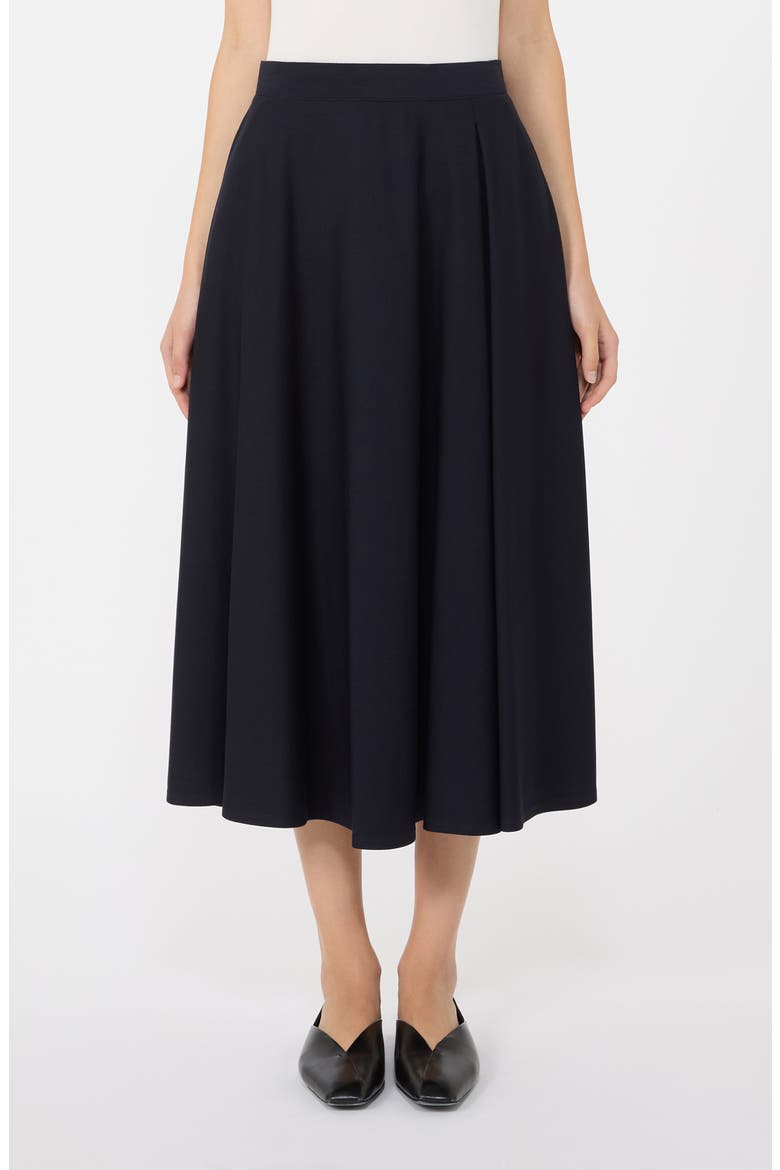 Aquila Pleated Jersey Midi Skirt, Main, color, NAVY