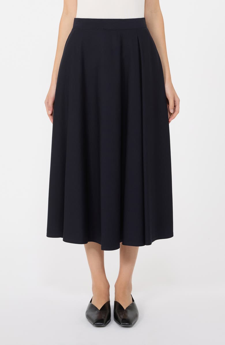 MM by Max Mara Aquila Pleated Jersey Midi Skirt, Main, color, Navy