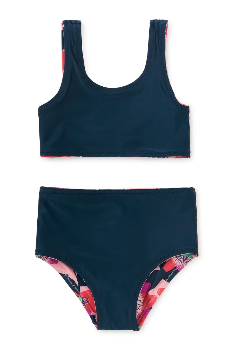 Reversible Swimsuit Set, Alternate, color, Block Print Passion Flower