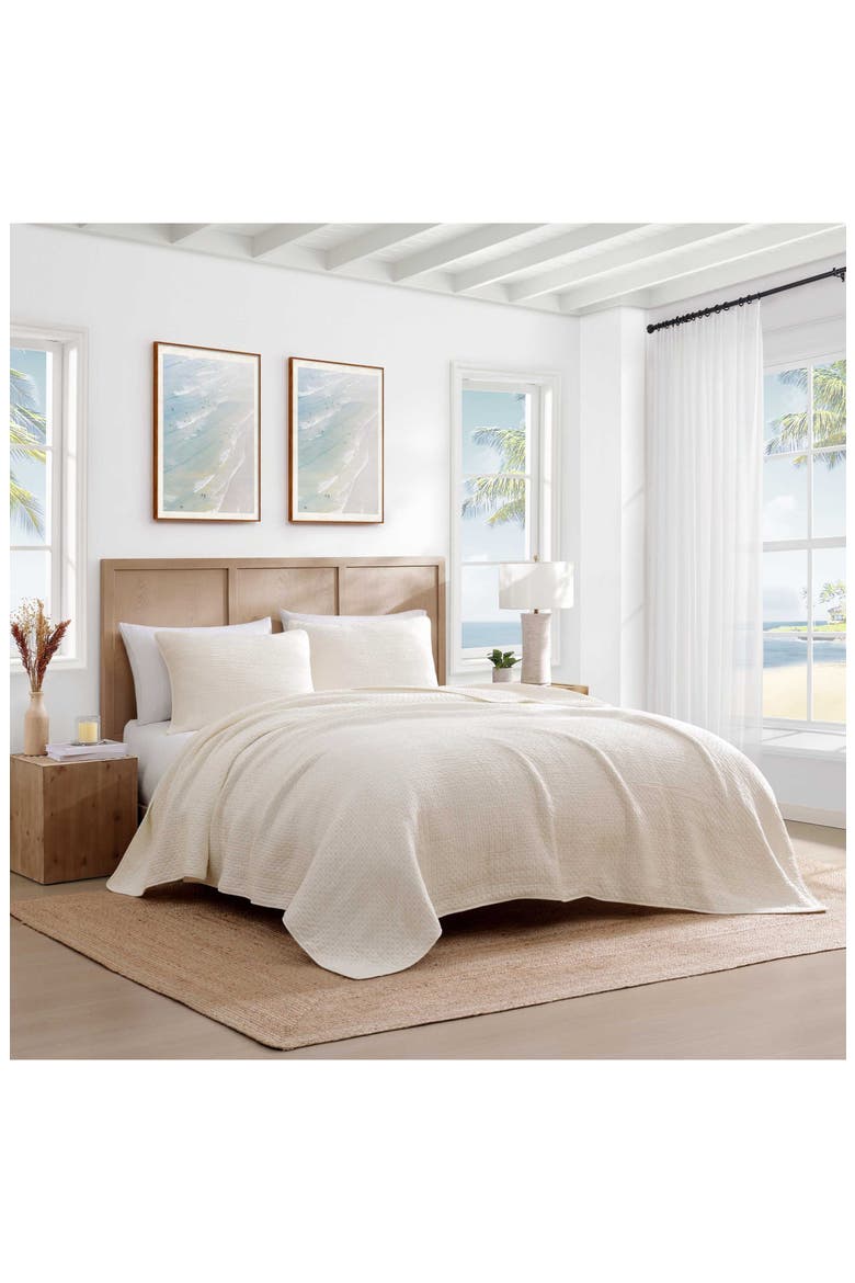 Ventura Pick Stitch Quilt & Sham Set, Alternate, color, IVORY