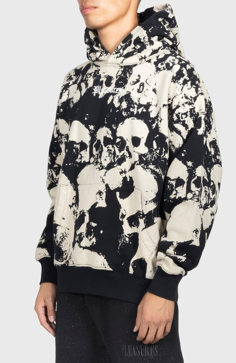 PLEASURES Despair Cotton Hoodie, Alternate, color, Black