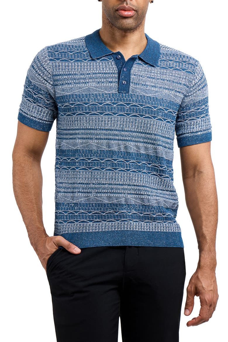 Jacquard Polo Sweater, Main, color, INDIGO