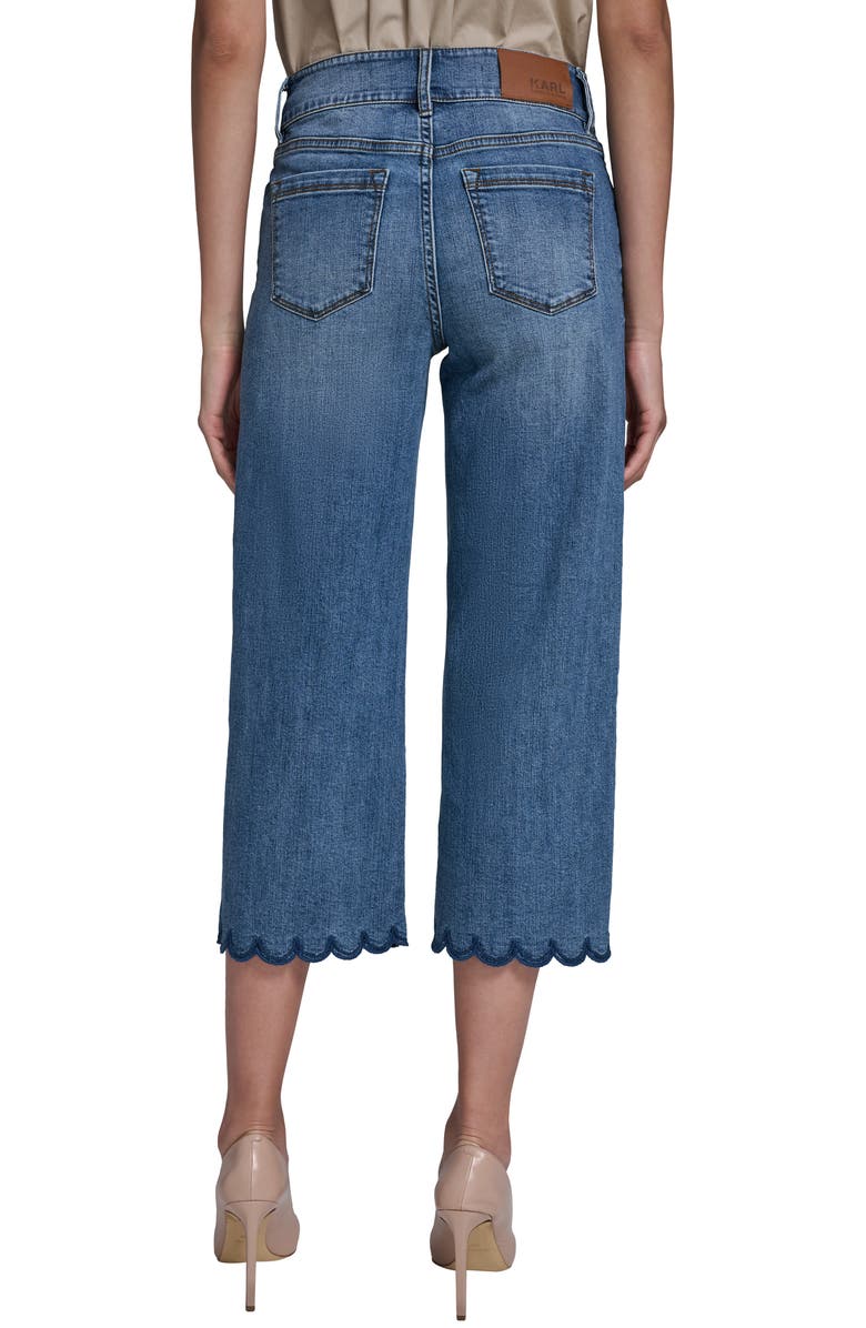 KARL LAGERFELD PARIS Scalloped Hem Crop Jeans, Alternate, color, 