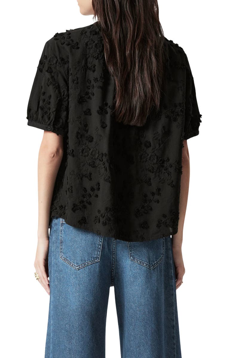 & Other Stories Floral Jacquard Cotton Button-Up Shirt, Alternate, color, Black