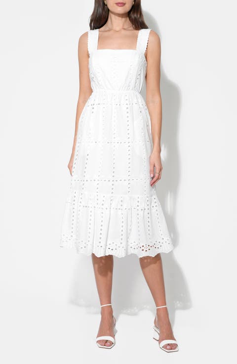 Savannah Scalloped Strap Cotton Eyelet Sundress