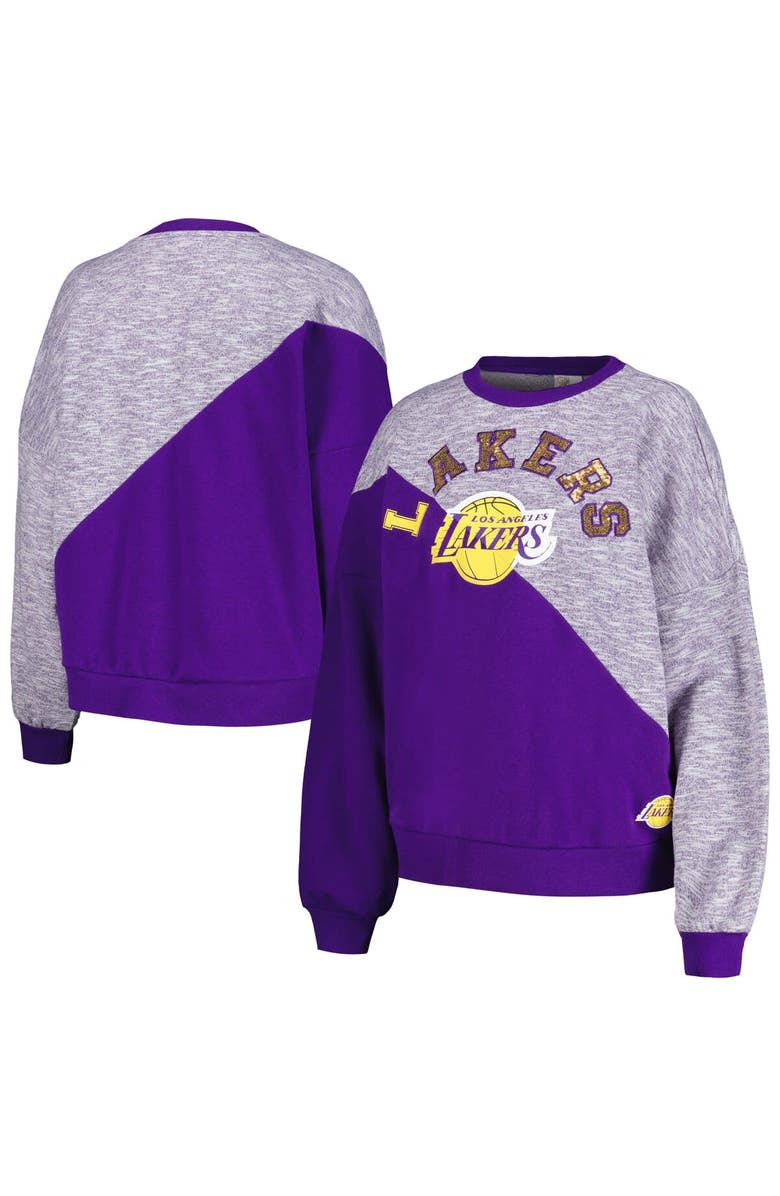 G-III 4HER BY CARL BANKS Women's G-III 4Her by Carl Banks Purple Los Angeles Lakers Benches Split Pullover Sweatshirt, Alternate, color, Purple
