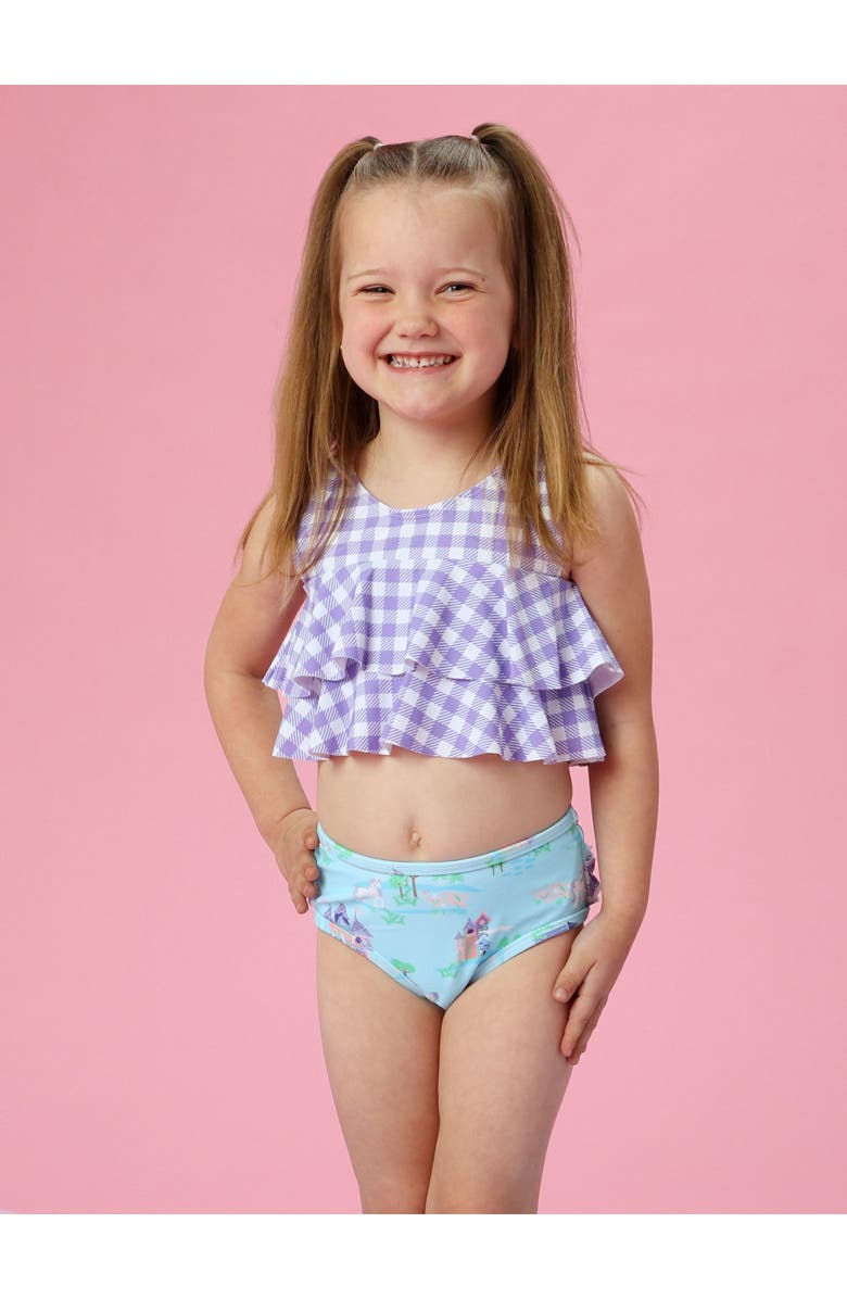 RuffleButts Girls Flounce Bikini, Alternate, color, Once Upon A Castle