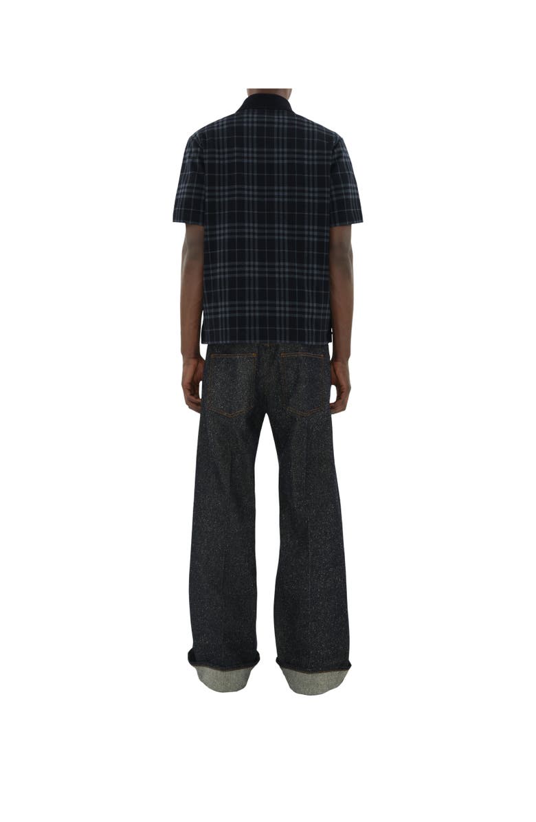 Burberry Check Stretch Cotton Blend Polo Shirt, Alternate, color, Ink