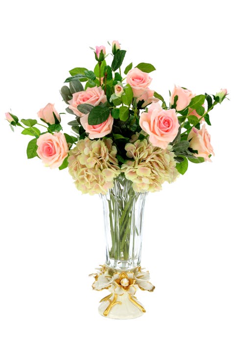 Garden Rose and Hydrangea in Vase