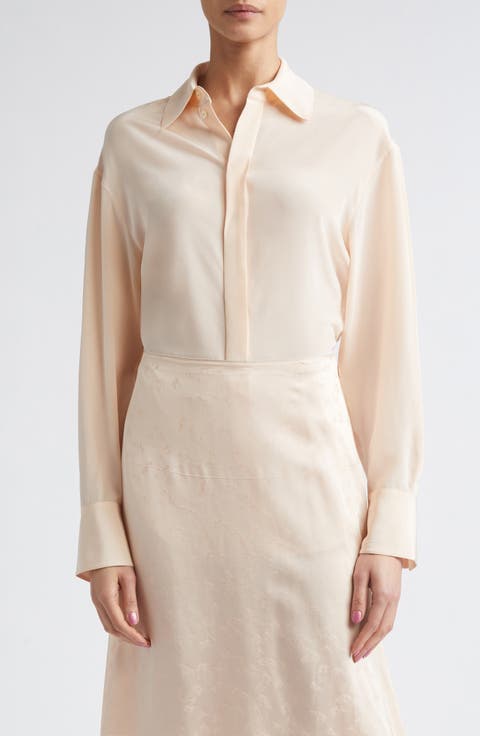 Slim Fit Silk Button-Up Shirt