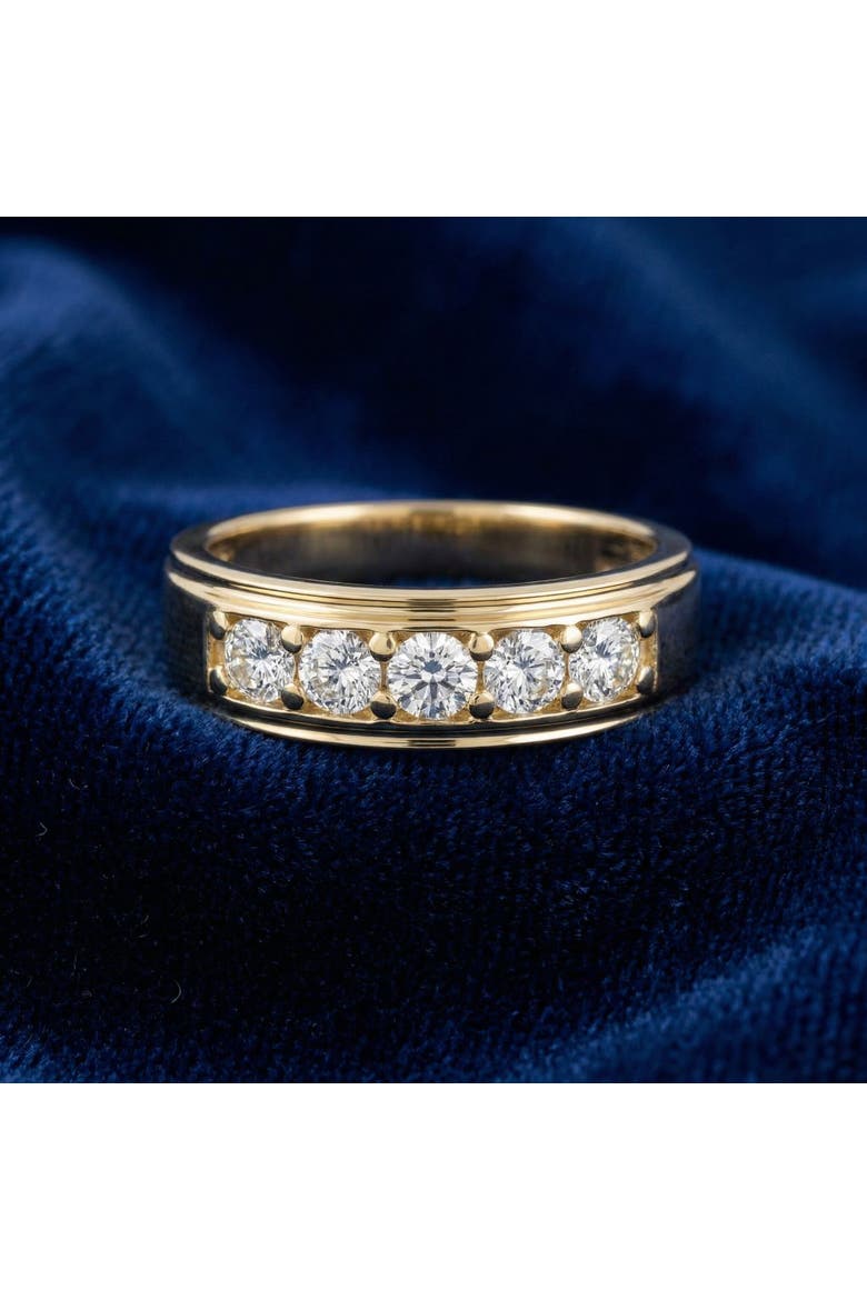 1 Ct Diamond Ring Mens High Polished Solid Gold Wedding Band Lab Grown, Alternate, color, 10K Yellow Gold