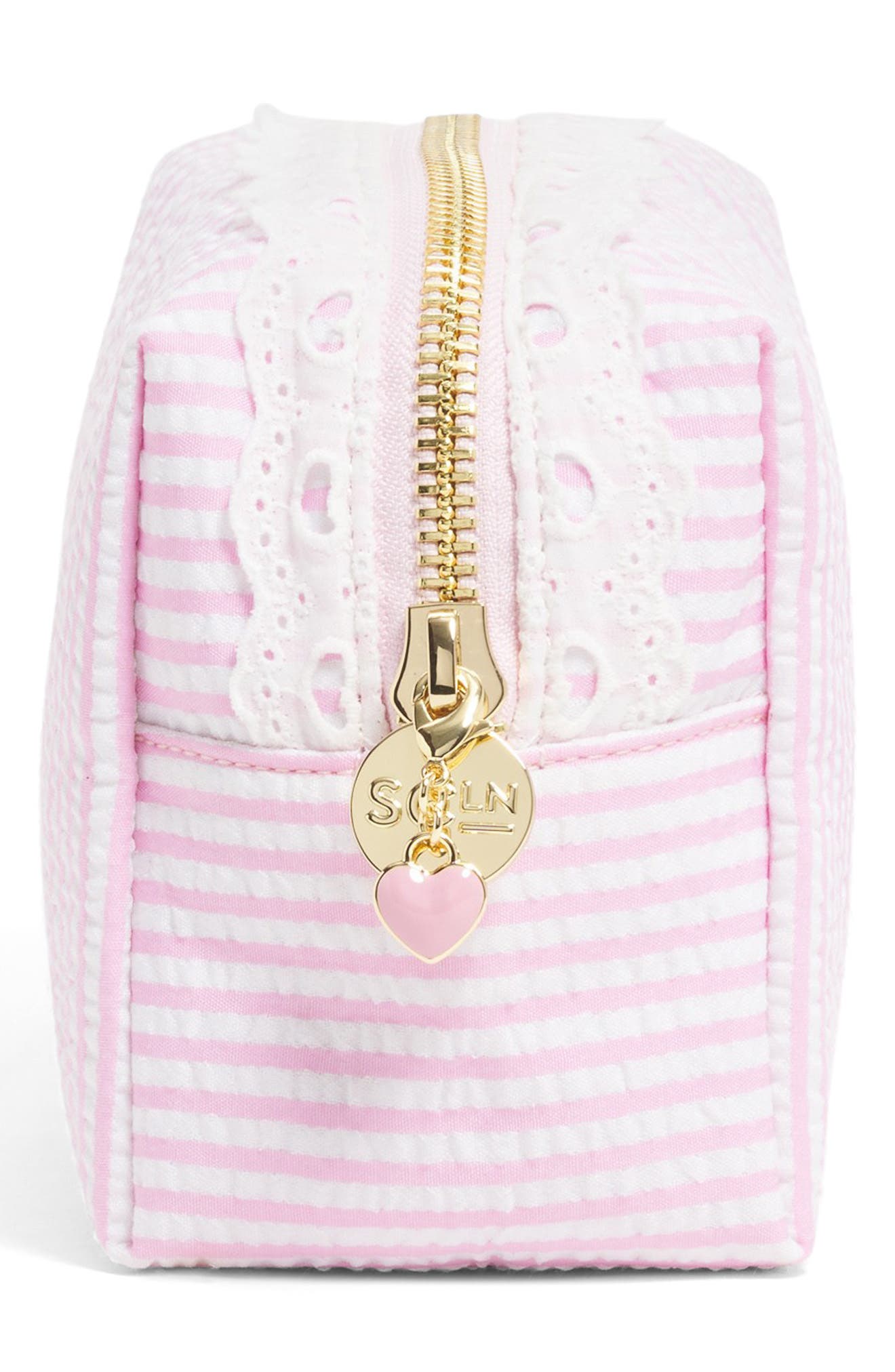 Small Seersucker Pouch, Alternate, color, PINK SEERSUCKER