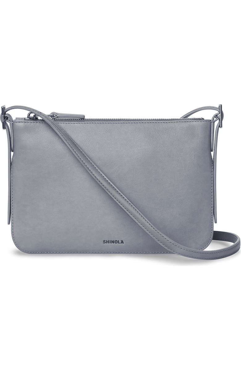 Shinola Small Bixby Accordion Leather Crossbody Bag, Main, color, Mist