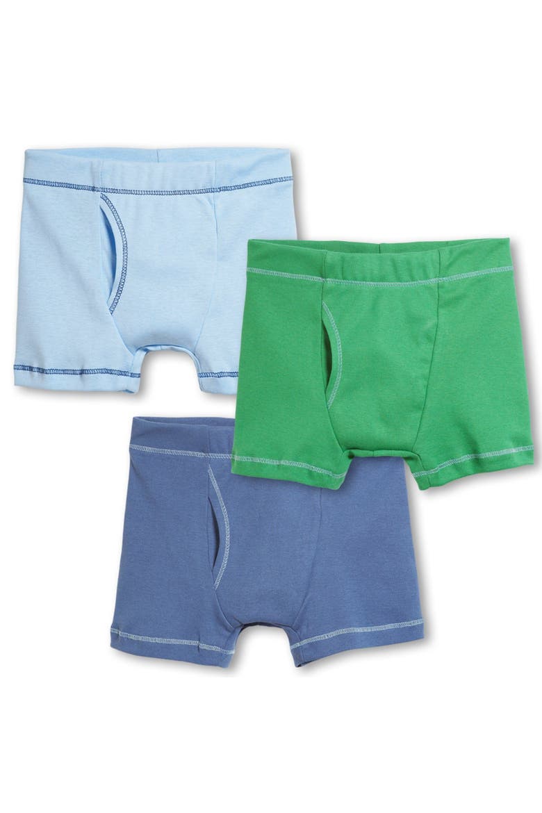 Boys Soft 100% Cotton Boxer Briefs 3-Pack, Main, color, Lt Blue/Green/Blue