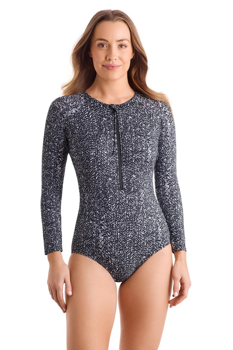 Paddle Board Chlorine Resistant One-Piece Swimsuit, Main, color, Pixel Twilight