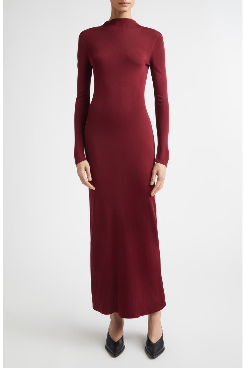 Kaplan Long Sleeve Knit Funnel Neck Dress, Main, color, MAROON