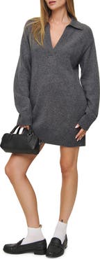 Reformation Maeve Long Sleeve Recycled Cashmere & Wool Blend Polo Sweater Minidress