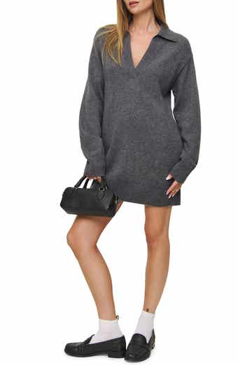 Reformation Maeve Long Sleeve Recycled Cashmere & Wool Blend Polo Sweater Minidress