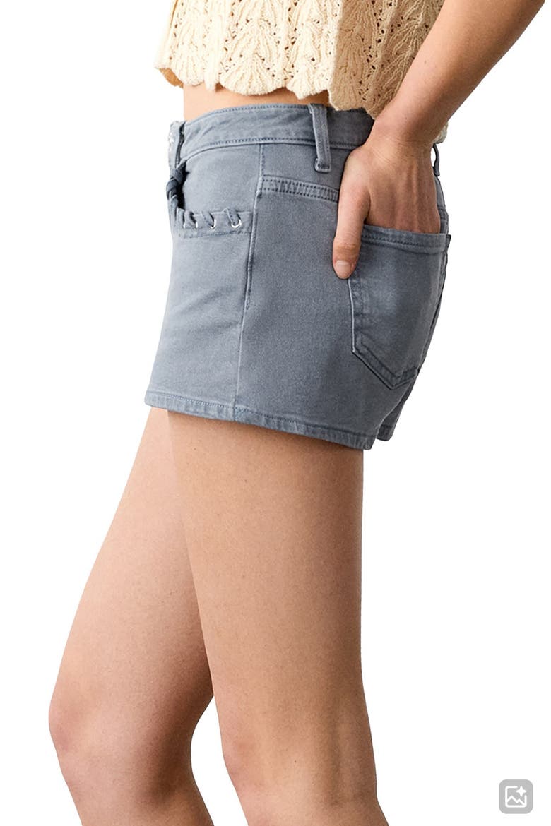 Whipstitch Trim Denim Mini Shorts, Alternate, color, BLUE