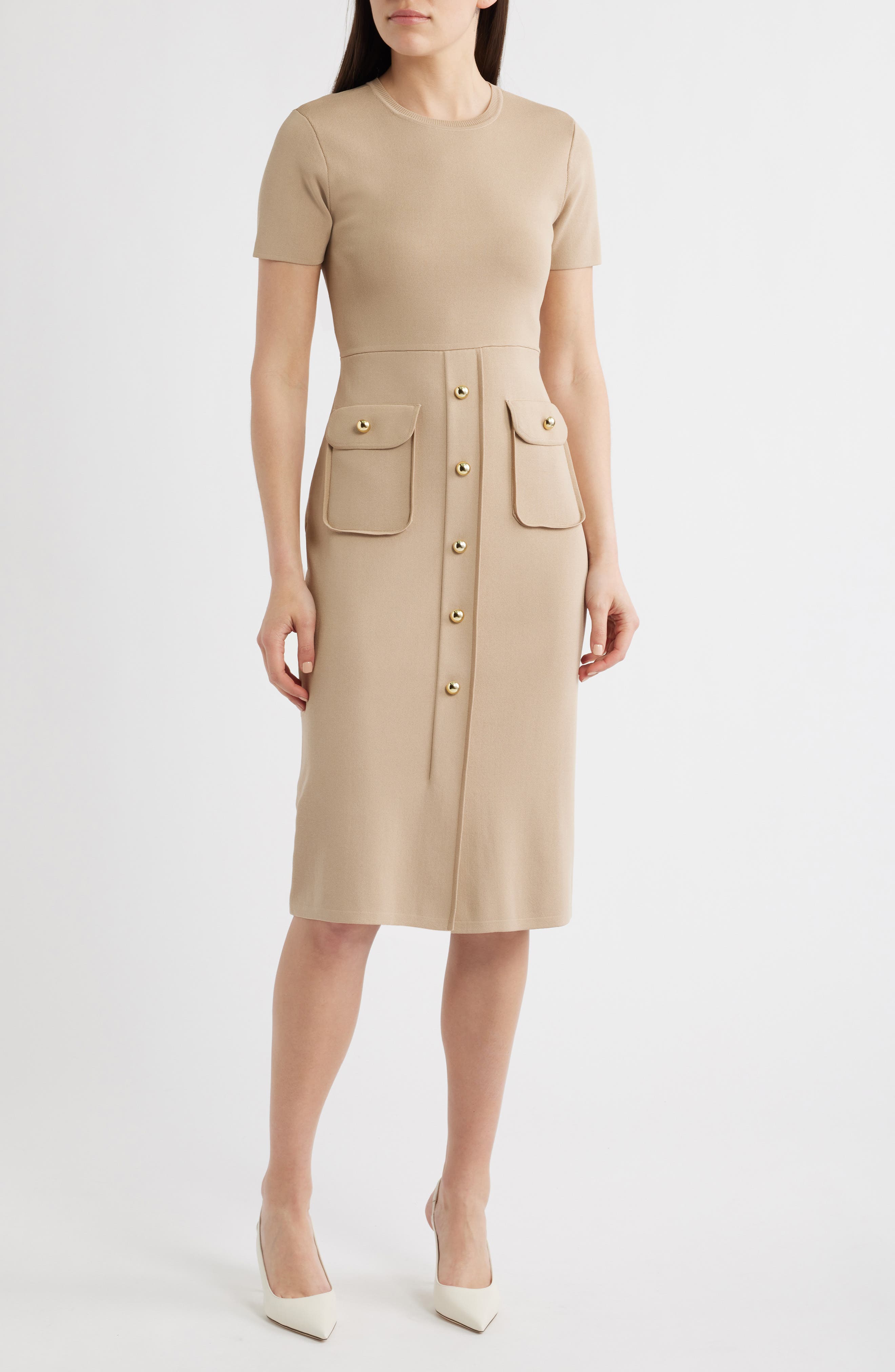 Eliza J Fitted Midi Sweater Dress (Women) | Nordstrom