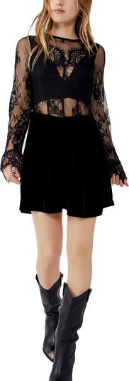 free people lace long sleeve dress Free People Women's Pearl Lace Long Sleeve Mini Dress