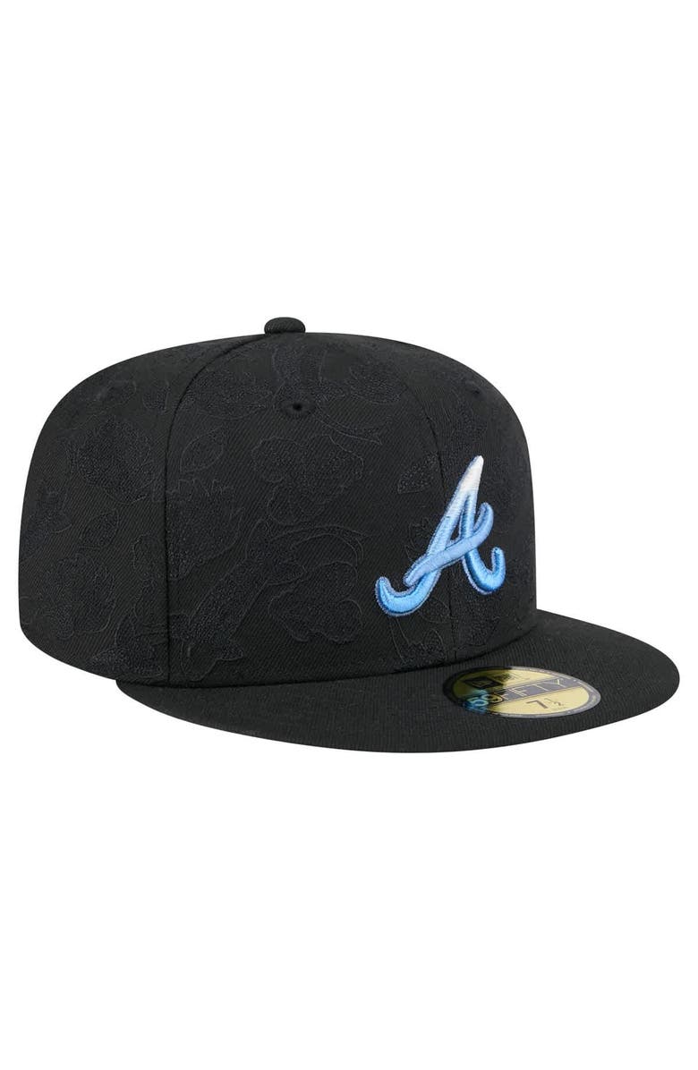 New Era Men's New Era Black Atlanta Braves Tonal Koi 59FIFTY Fitted Hat, Alternate, color, 