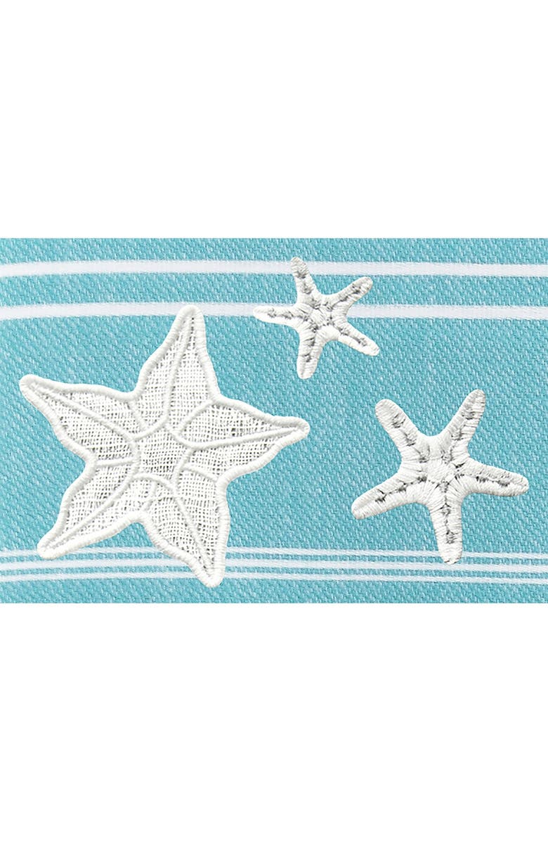 Linum Home Textiles 100% Turkish Cotton Lucky - Glittery Starfish Pestemal Beach Towel - Turquoise, Alternate, color,