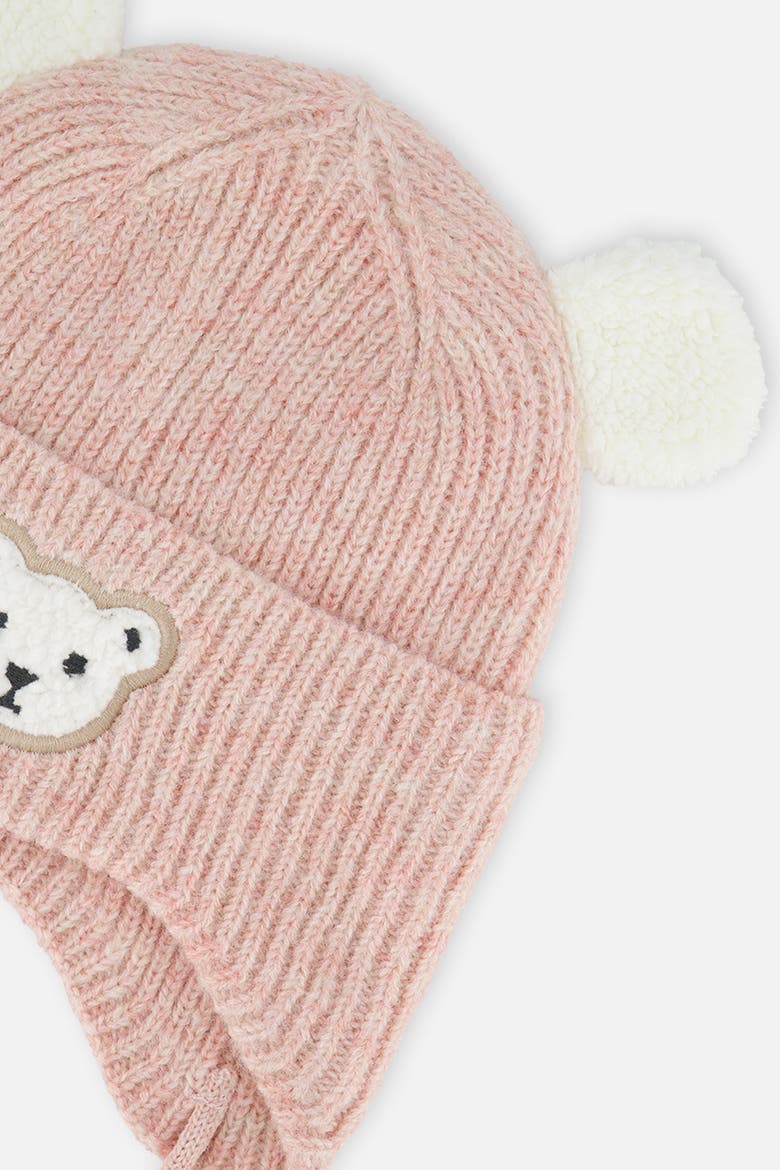 Fleece Lined Bear Ear Winter Knit Hat with Ear Flaps, Alternate, color, Pale Dusty Pink
