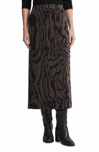 Lafayette 148 New York Wood Grooves Pleated Lace Midi Skirt