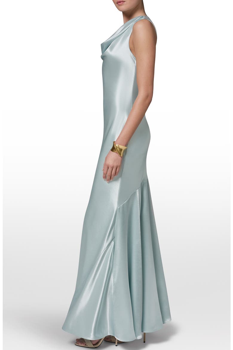 Cowl Neck Sleeveless Satin Gown, Alternate, color, DK Mist