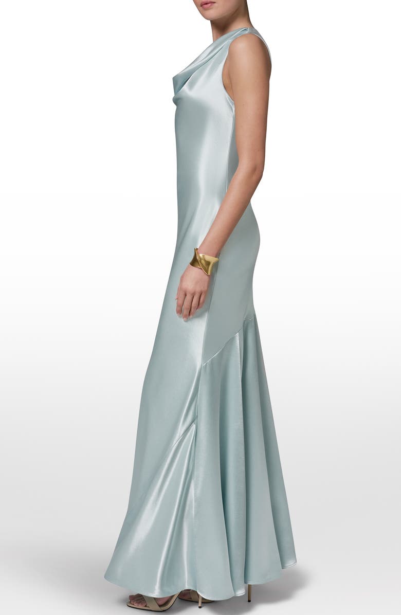 Donna Karan New York Cowl Neck Sleeveless Satin Gown, Alternate, color, Dark Mist