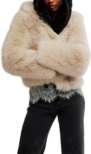 Free People Louder Please Hooded Faux Fur Jacket