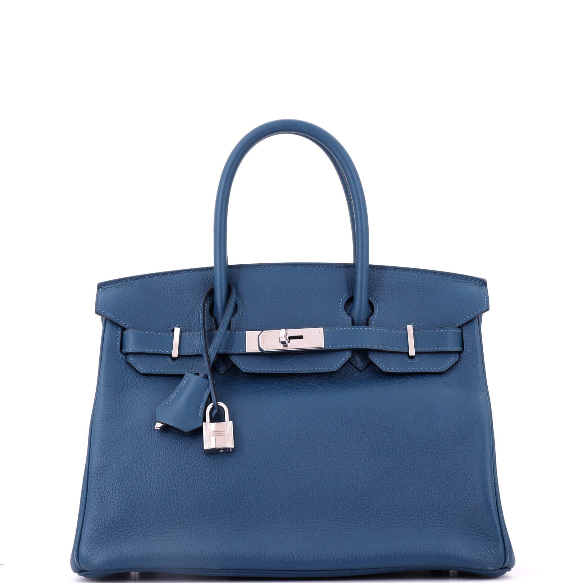 Birkin Handbag Blue Novillo with Palladium Hardware 30, Main, color, Blue