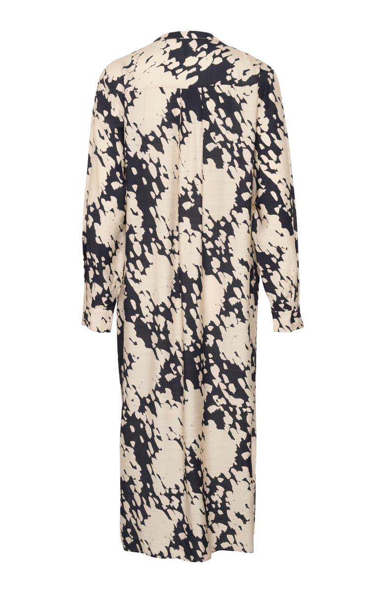 Kaffe KAlouise Round Neck Maxi Shirt Dress, Alternate, color, Black/Sand Graphic Cloud