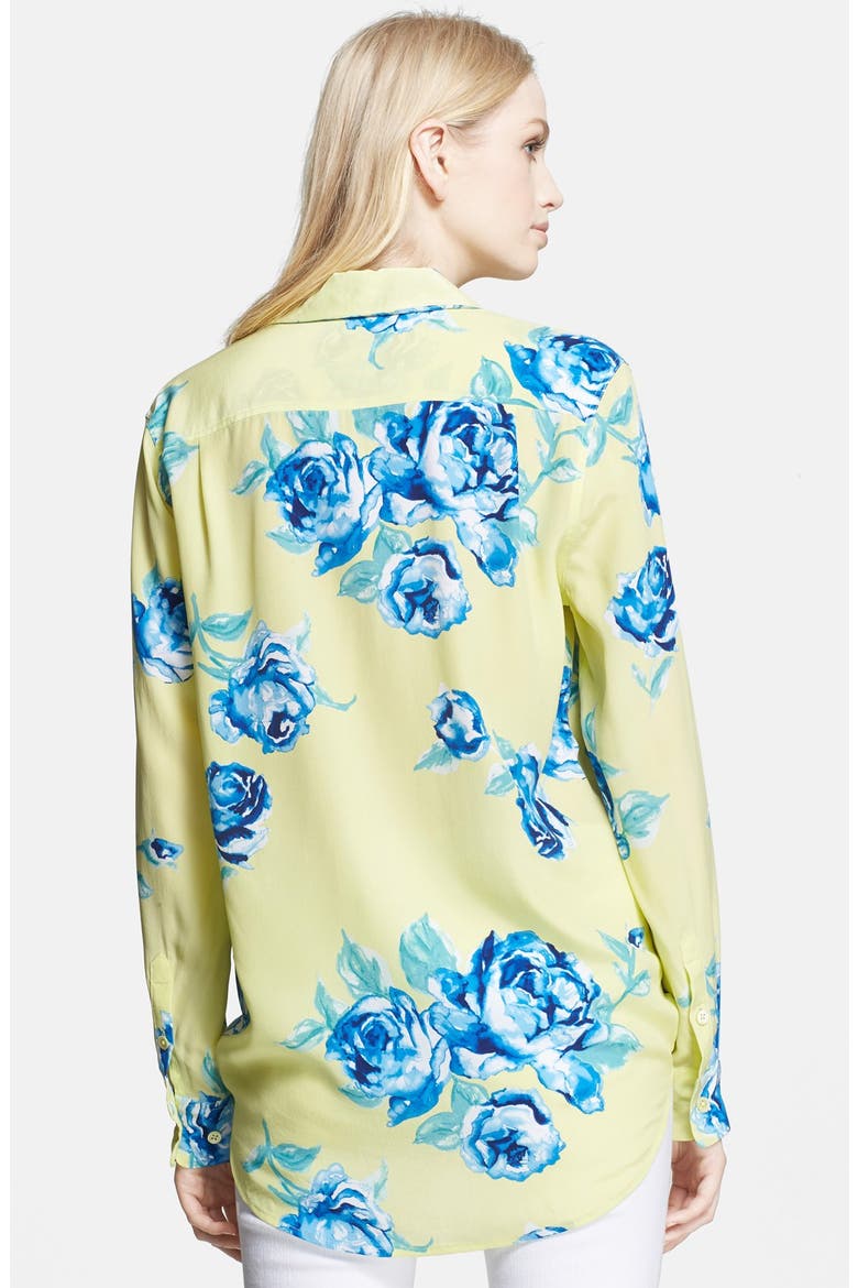 'Reese' Floral Print Silk Shirt, Alternate, color, ELFIN YELLOW