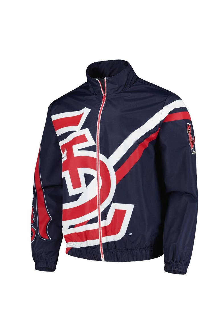 Men's Mitchell & Ness Navy St. Louis Cardinals Exploded Logo Warm Up Full-Zip Jacket, Alternate, color, Navy