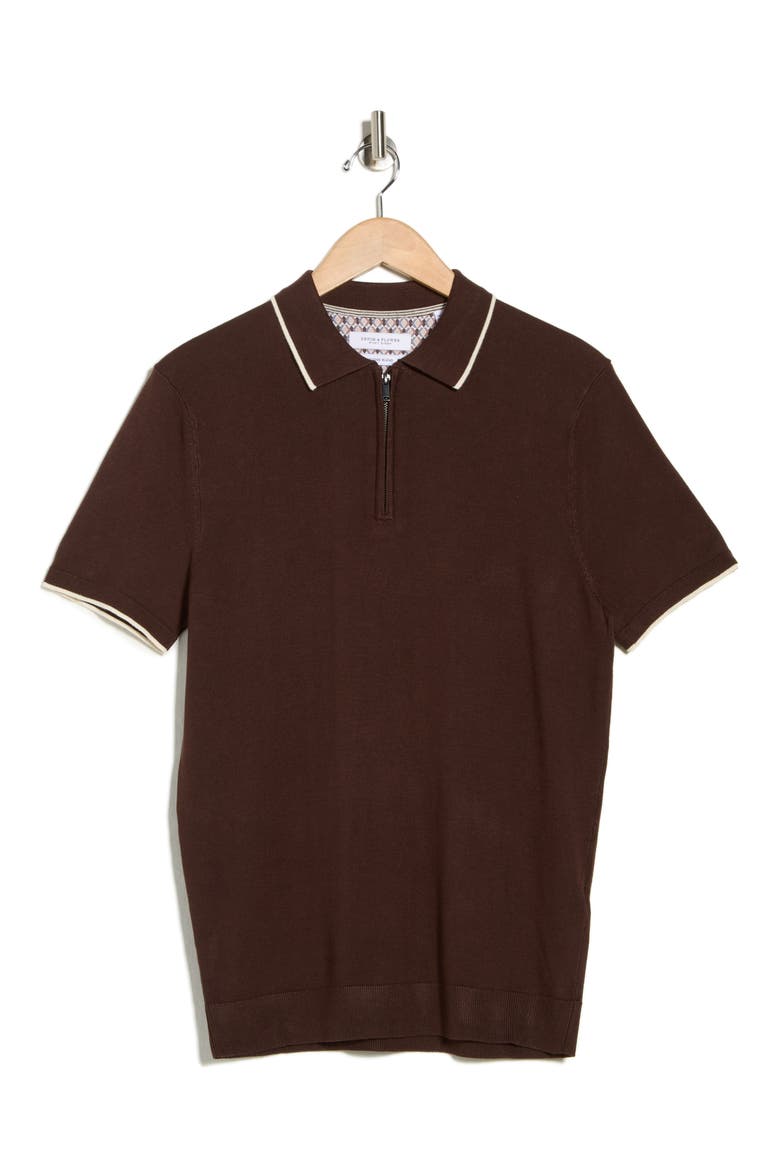 Quarter Zip Polo Sweater, Alternate, color, CHOCOLATE