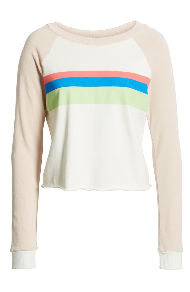 Wildfox Beach House Mellow Stripe Crop Cotton Sweatshirt, Alternate, color, 