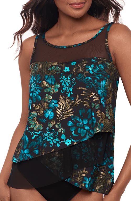 Shop Miraclesuit ® Flor De Mare Mirage Tankini Top In Black/multi