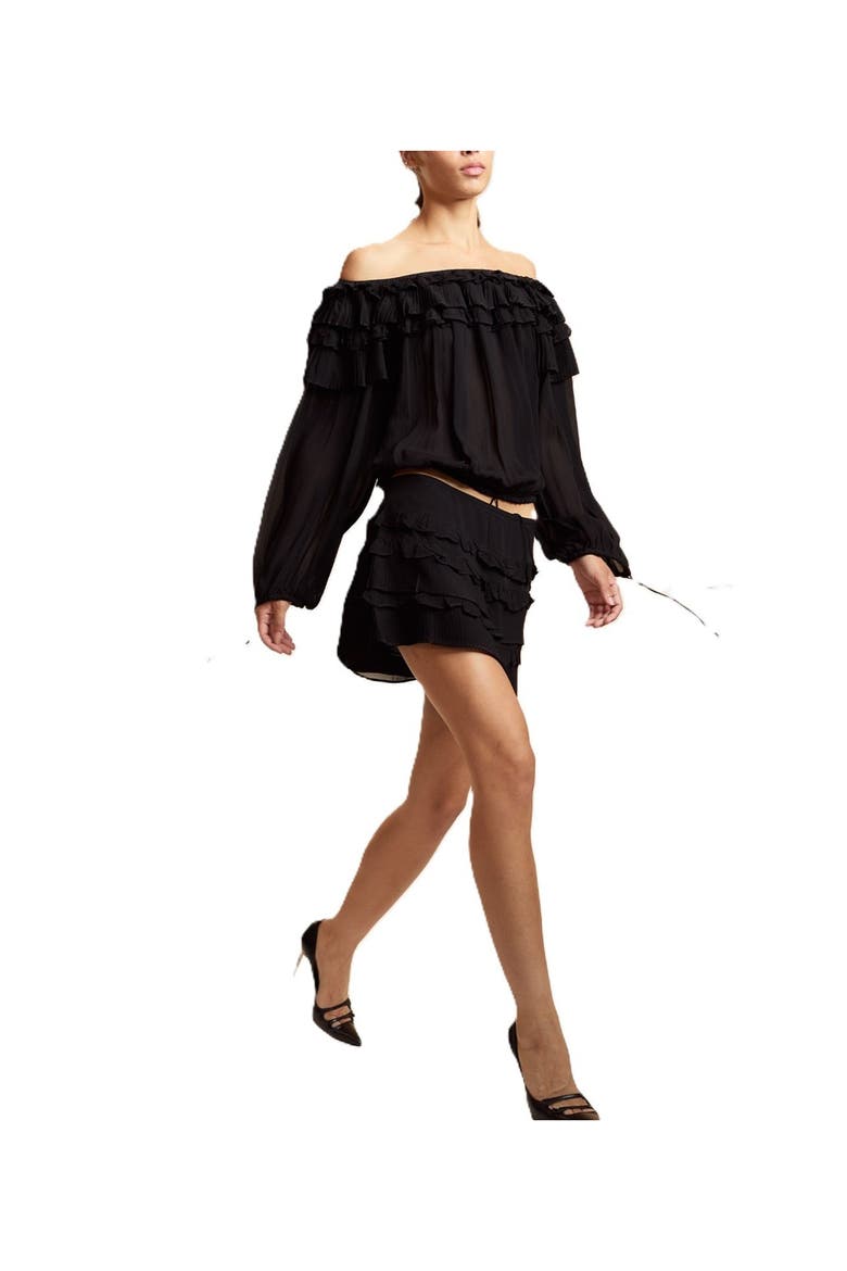 Ruffle Pleated Micro Skirt, Alternate, color, Black