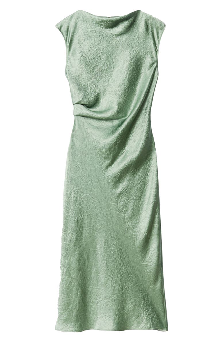 & Other Stories Cap Sleeve Satin Midi Dress, Alternate, color, Green Medium Dusty
