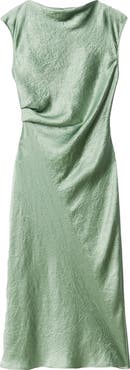 & Other Stories Cap Sleeve Satin Midi Dress