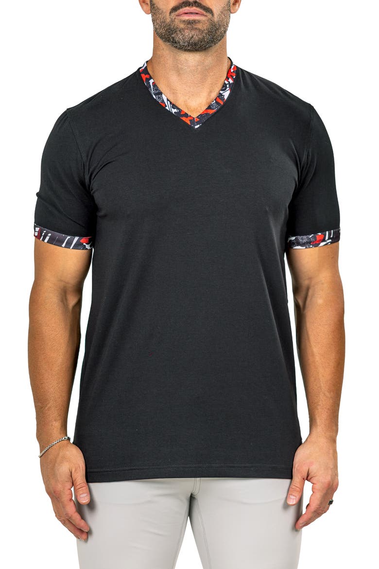 Edison Marthyr0004 Black Cotton V-Neck T-Shirt, Alternate, color, BLACK