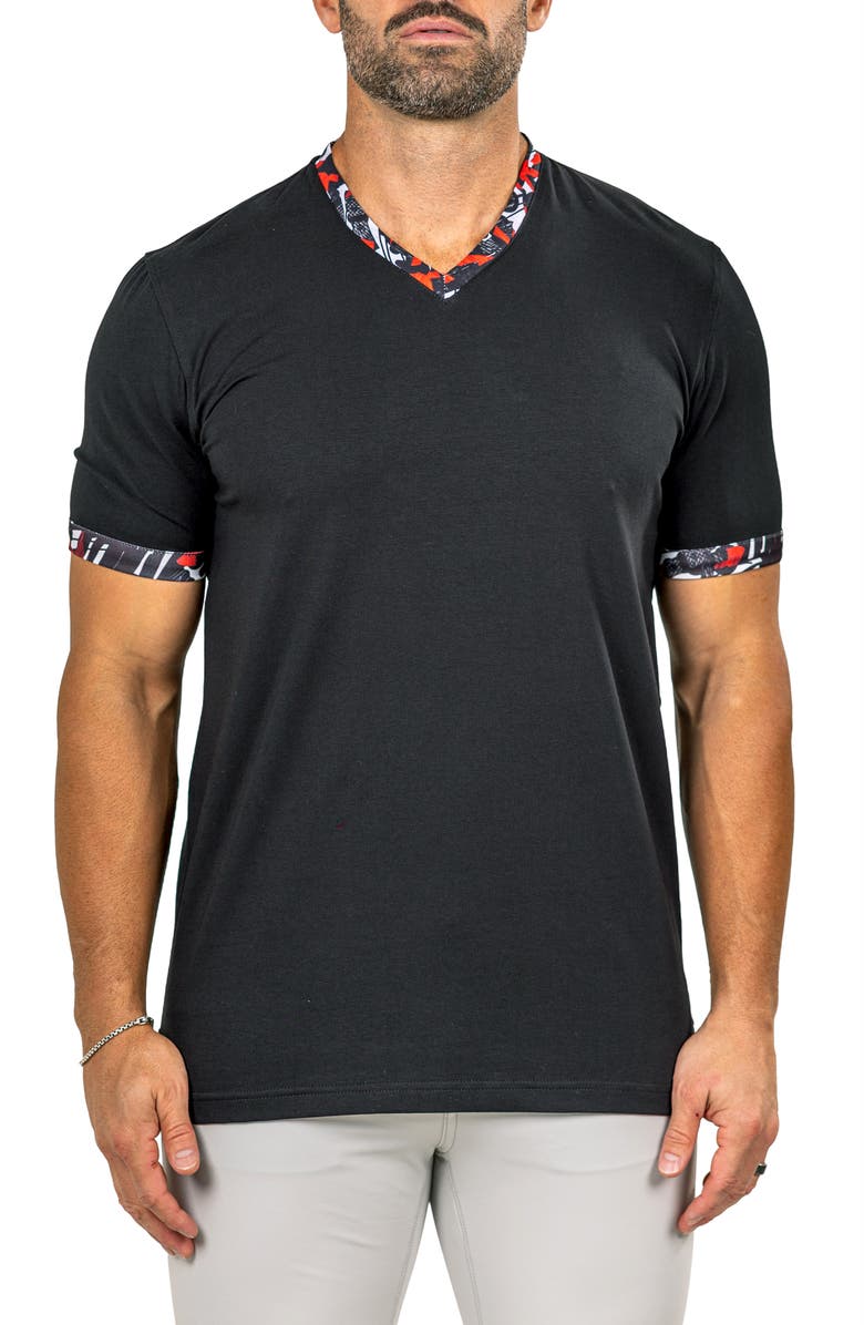 Maceoo Edison Marthyr0004 Black Cotton V-Neck T-Shirt, Alternate, color,