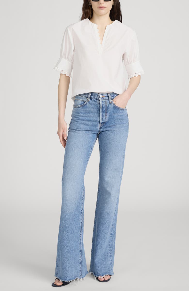 FRAME The Keepsake Eyelet Trim Cotton Popover, Alternate, color, White